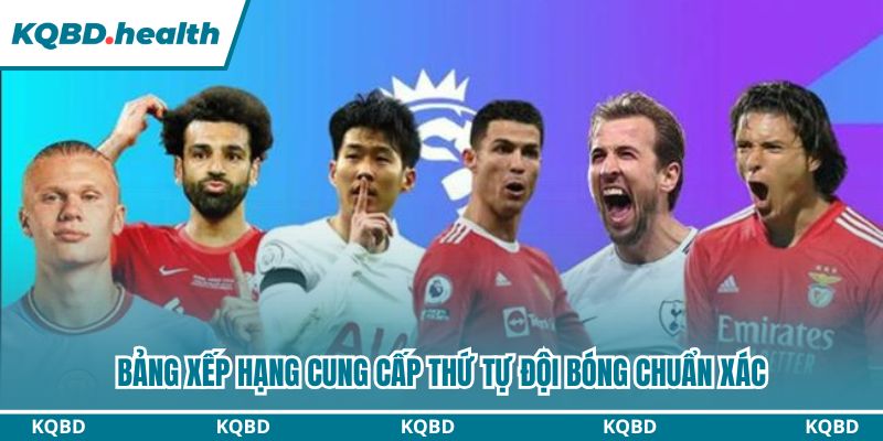 Bảng xếp hạng cung cấp thứ tự đội bóng chuẩn xác